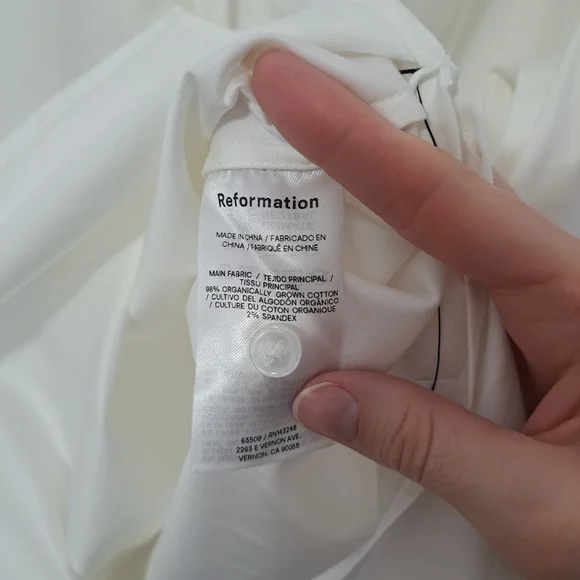 Reformation Laura Harrier Collins Shirt Bright White 6 NWT - Picture 9 of 9